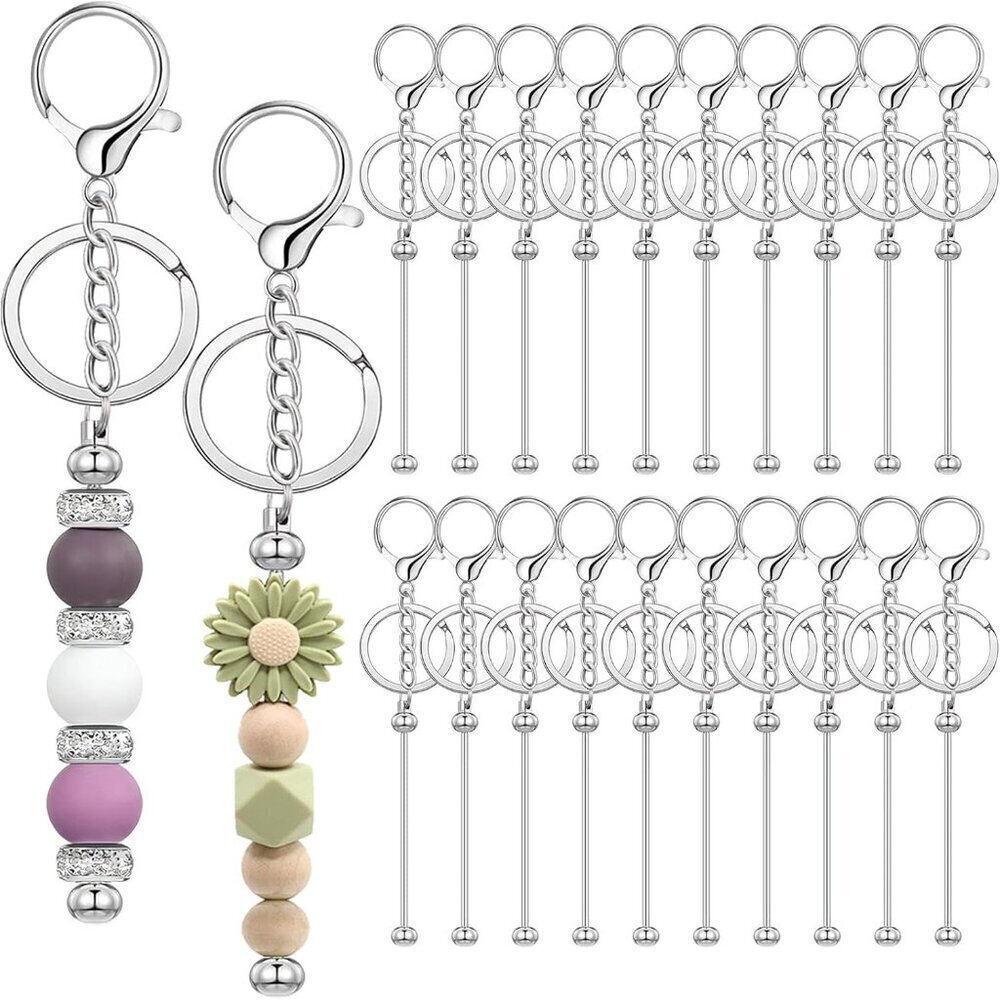 20/40/66pcs Beadable Keychain Bars Bulk Craft DIY Keychains for Bags Gifts